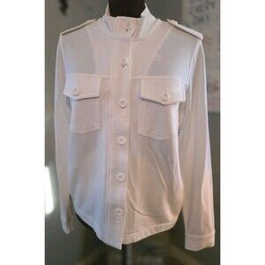 Cabi Jacket Women’s S White  Buttons Full Zip Pockets Back Layered Classic